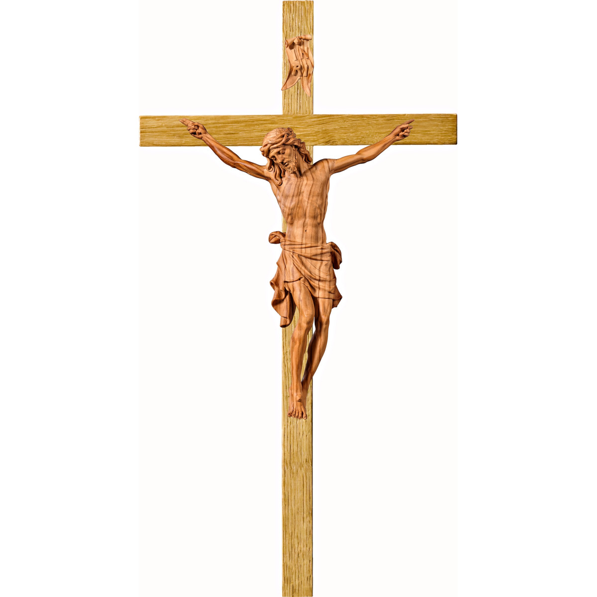 Cristo Pisa en cruz de roble